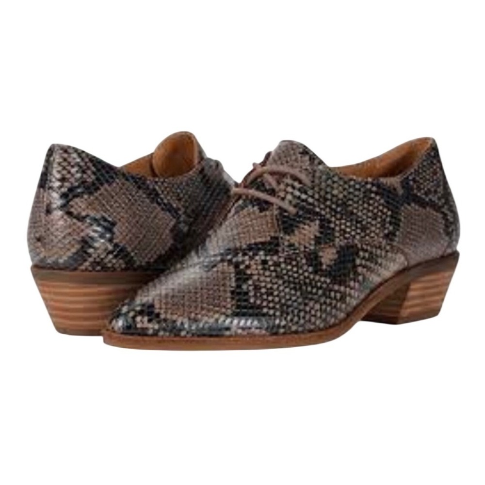 Lucky Brand Oxfords Women 7.5 Erreka Brown Snakeskin Leather EUC
